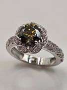 Dynamic 2.85 Ct VVs1 Golden Amber Green Lab Diamond Ring