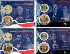 4 Different Sealed Presidential Spouse Medal and Dollar Sets: Filmore, Lincoln, Eisenhower, & Reagan