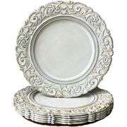 Set of 6 Antique White Charger Plates