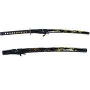 Golden Crane Hand-Forged Black Real Samurai Katana