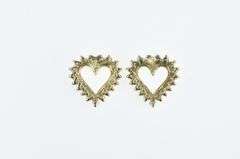 14K Yellow Gold Classic Diamond Vintage Hoop Love Earrings