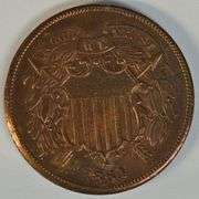 Fully struck Uncirculated 1864 Large Motto Two Cent Piece