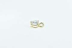 14K Yellow Gold Heart Vintage CZ Solitaire Classic Pendant