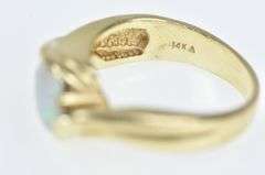14K Yellow Gold Vintage Natural Opal Oval Bypass Ring