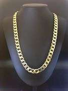 Huge 129.5 Gram 14 Kt Tri-Layered Gold Plate Cuban Link Necklace