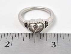 Diamond Gemstone Heart Ring in Sterling Silver