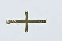 14K Yellow Gold Cross Christian Faith Symbol Dangle Charm/Pendant