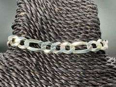 Men's 9.7mm Solid .925 Sterling Silver Flat Figaro Chain Link Italy Bracelet 8" inch