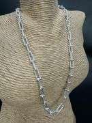 Sterling Silver Diamond-Cut Paperclip Bead Chain Necklace 18"
