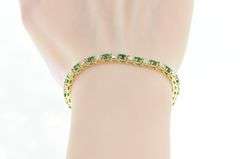14K Yellow Gold 6.50 Ctw Emerald VS Diamond Tennis Bracelet