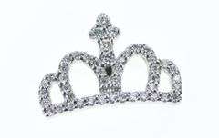 18K White Gold Roberto Coin Diamond Ruby Crown Tiara Queen Pendant