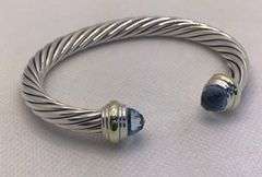 STUNNING SILVER &14K WHITE GOLD “DAVID YURMAN “ BANGLE BRACELET