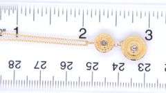 18kt Yellow gold rose cut diamond double disc pendant on chain necklace