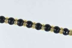 14K Yellow Gold Faceted Black Onyx Banded Bead Bracelet