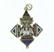 14K Yellow Gold 32 Degr. Masonic Enamel Articulated Eagle Charm/Pendant