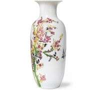 Handmade Porcelain Famille Rose Vase with Birds and Peach Blossom