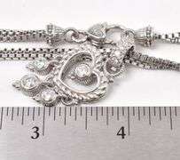 CZ Heart Pendant Chain Necklace in Sterling Silver