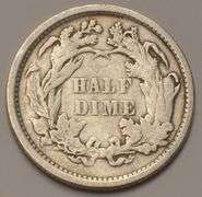 1861 Seated Liberty Half Dime, Circulated.
