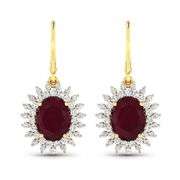 14Kt Huge 4.6 Ct Ruby & Diamond Earrings