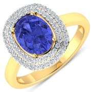 Brilliant 14 Kt Yellow Gold Tanzanite Diamond Ring