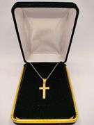 14K SOLID YELLOW GOLD DIAMOND STUDDED CROSS