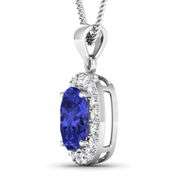 14 K White Gold 3 Ct Tanzanite & Diamond Pendant