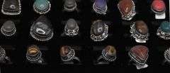 Group lot of 35 Tibetan Natural gemstone rings