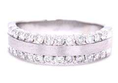 14kt White gold double row satin diamond band