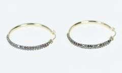 14K Yellow Gold 0.75 Ctw Pave Fancy Diamond Hoop Earrings