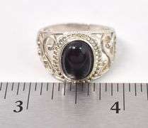 Black Onyx Gemstone Ring in Sterling Silver