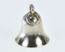14K White Gold 3D Articulated Wedding Bell Vintage Charm/Pendant