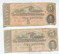 2 Red Feb 17 1864 $5 Confederate States Note