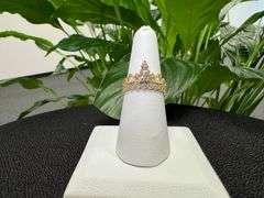 10k Yellow Gold White CZ Tiara Princess Crown Quinceanera 15 Anos Ring Size 7