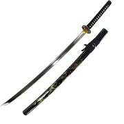 Golden Crane Hand-Forged Black Real Samurai Katana