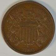 Needle-sharp 1868 Two Cent Piece in brown AU