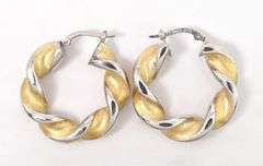 Appealing 14K Yellow and White Gold Hoop Earrings