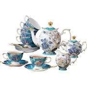 Blue Floral Bone China Tea Set