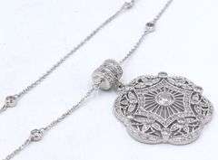 925 Sterling silver Cubic zirconia Medallion pendant on chain necklace