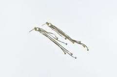 14K Yellow Gold Box Chain Fringe Tassel Dangle Fashion Earrings