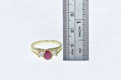 14K Yellow Gold 0.64 Ctw Ruby Diamond Engagement Ring