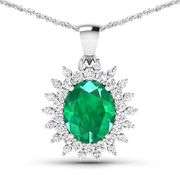 Amazing 3 Ct Natural Emerald & Diamond Pendant