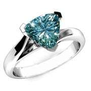 Sparkling 2.25 Ct VVs1 Trillion Cut Emerald Green Moissanite Ring