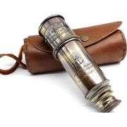 Antique Explorer's Brass Telescope with Leather Case