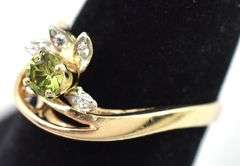 Dazzling 14K Yellow Gold Peridot and Diamond Gemstone Ring