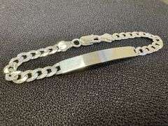 6mm Italian Sterling Silver .925 Curb Link ID Bracelet in 7 inches