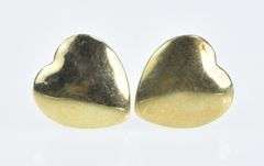 14K Yellow Gold Heart Love Symbol Classic Vintage Stud Earrings