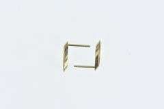 14K Yellow Gold Oval Geometric Slice Vintage Stud Earrings