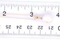 14kt Yellow gold 8.5mm Teardrop pearl and diamond pendant on chain necklace