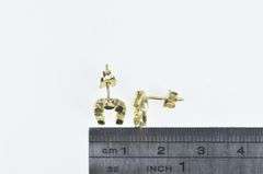 14K Yellow Gold Textured Nugget Horse Shoe Vintage Stud Earrings