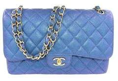 CHANEL Classic Iridescent Caviar Quilted Jumbo Double Flap Bag W/ Box & Card